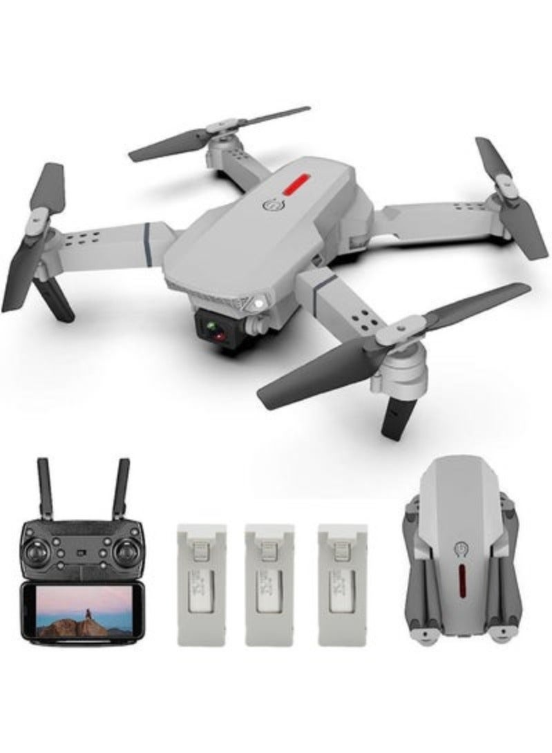 LS-E525 WiFi FPV 4K Camera Drone Headless Mode Dual Camera Drone 3 Batterires Silver Grey Suitable for Beginners and Kids