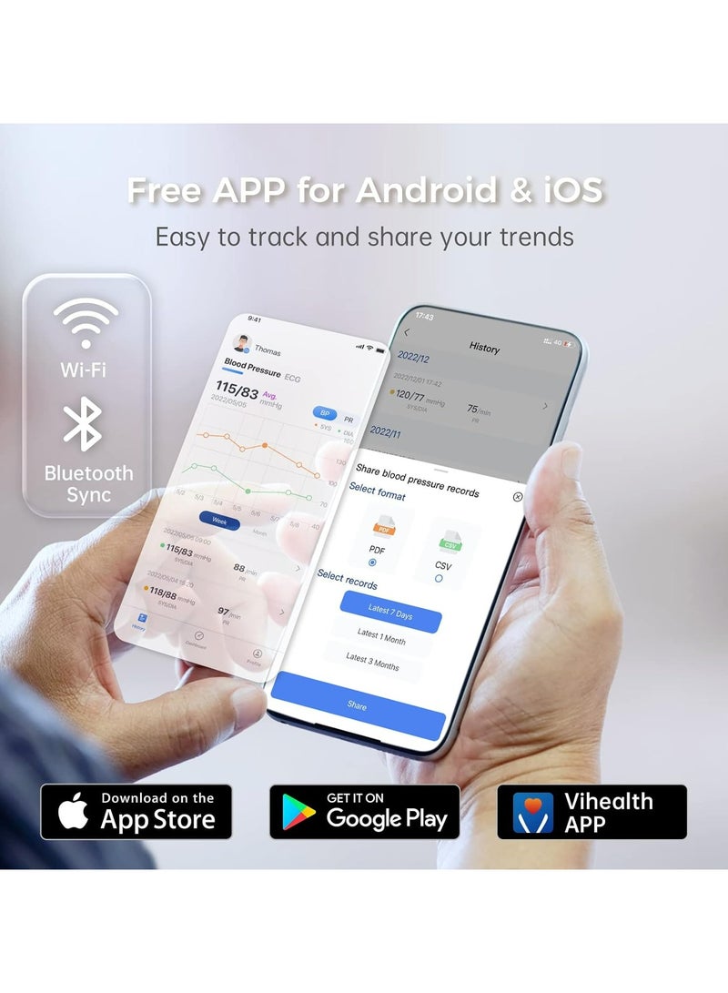Wellue BP2 Connect Digital ECG & Blood Pressure Monitor Machine with AI Analysis WIFI Bluetooth