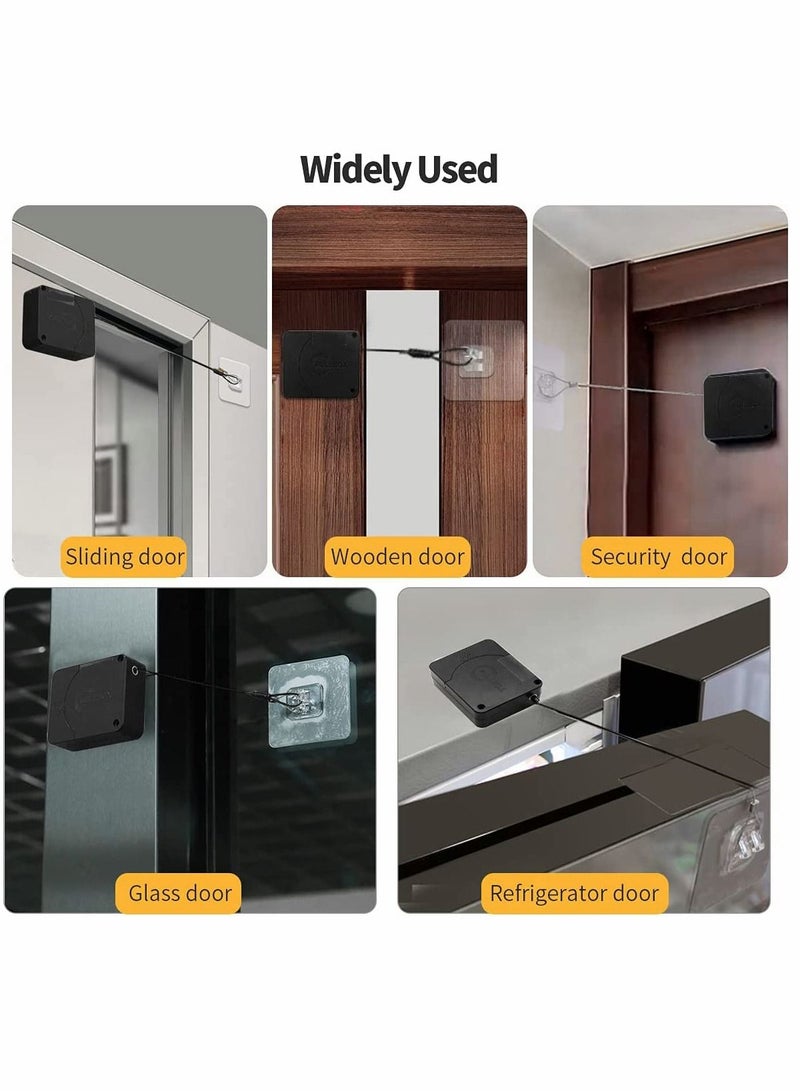 Door Closer, Punch-Free Automatic Sensor Door Closer Plus, Forceful Automatic Door Closer, Punch Free Door Closer Built in Buffer, for Family Doors, Wardrobe, Window, 1200g 4.9FT (1 Pack Black)