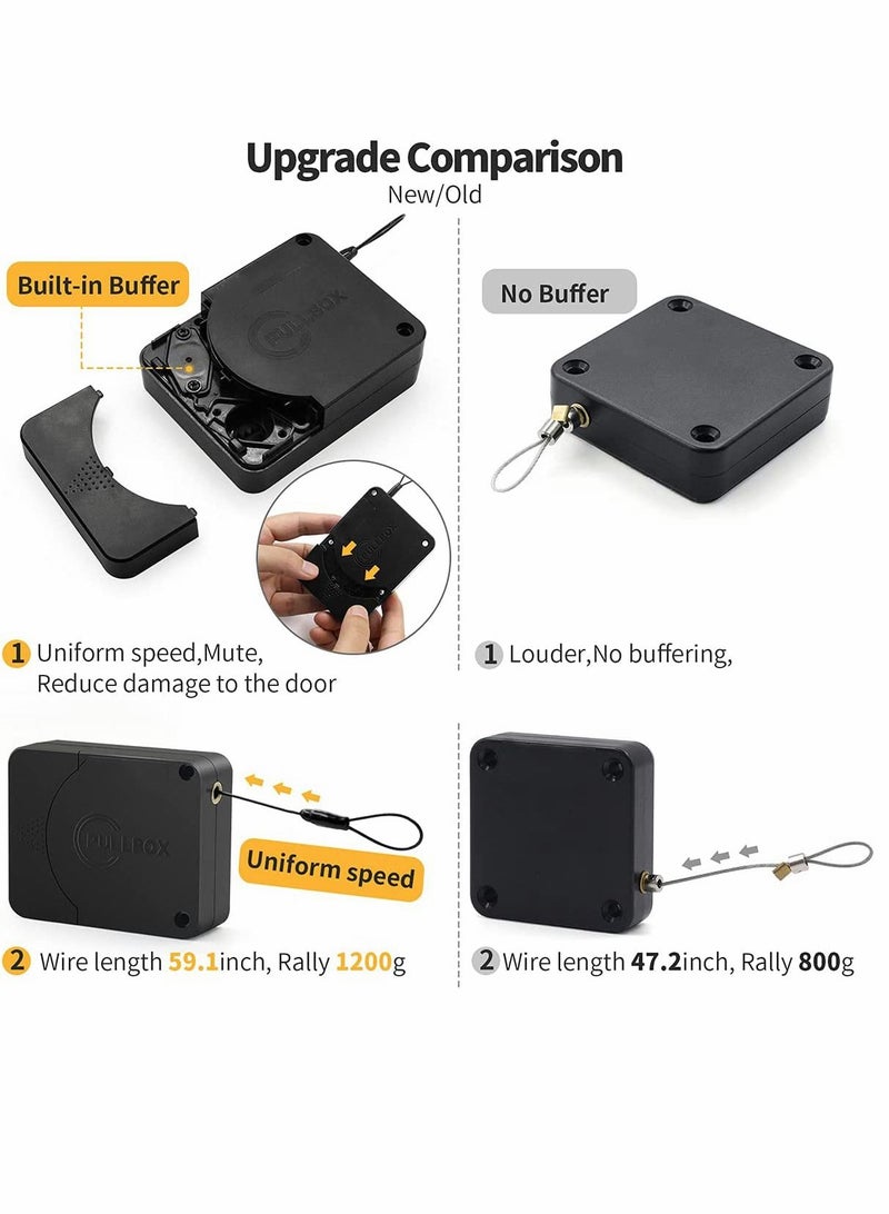 Door Closer, Punch-Free Automatic Sensor Door Closer Plus, Forceful Automatic Door Closer, Punch Free Door Closer Built in Buffer, for Family Doors, Wardrobe, Window, 1200g 4.9FT (1 Pack Black)