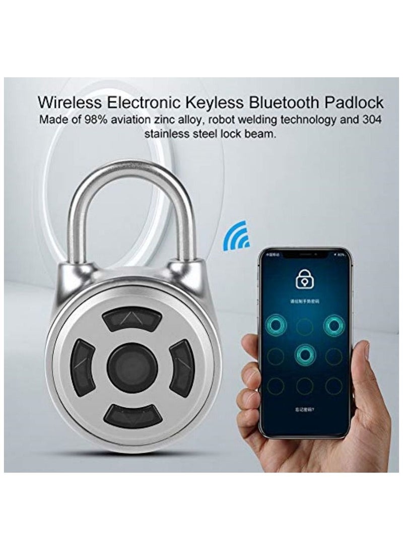 Wireless Electronic Keyless Padlock, Mini Bluetooth Padlock Metal APP Control Password for Luggage Doors Cabinets