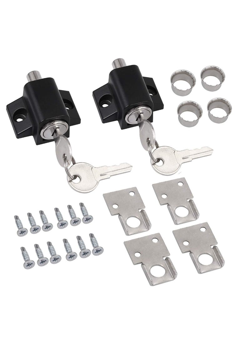 Sliding Patio Lock  Door Lock Reinforcer Privacy Latch Latches Set Security Window and Bolt Universal Locks 2Pcs Black