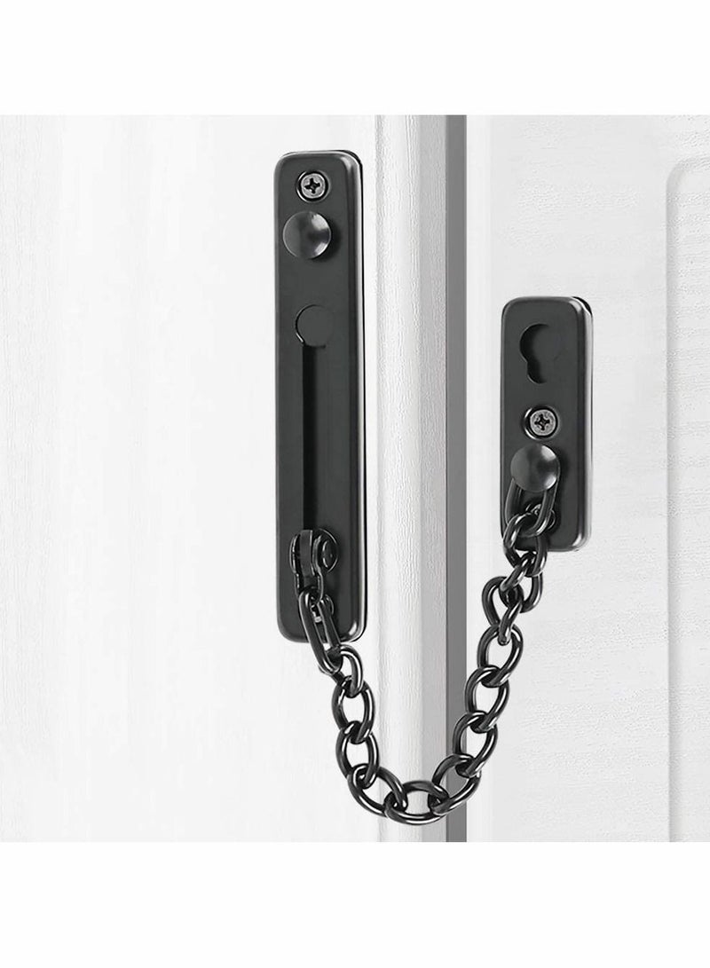 Stainless Steel Chain Door Guard with Spring Anti-Theft Press Lock, Punch Free Bedroom Home Apartment Hotel Security Sliding Safety Lock Easy Installation