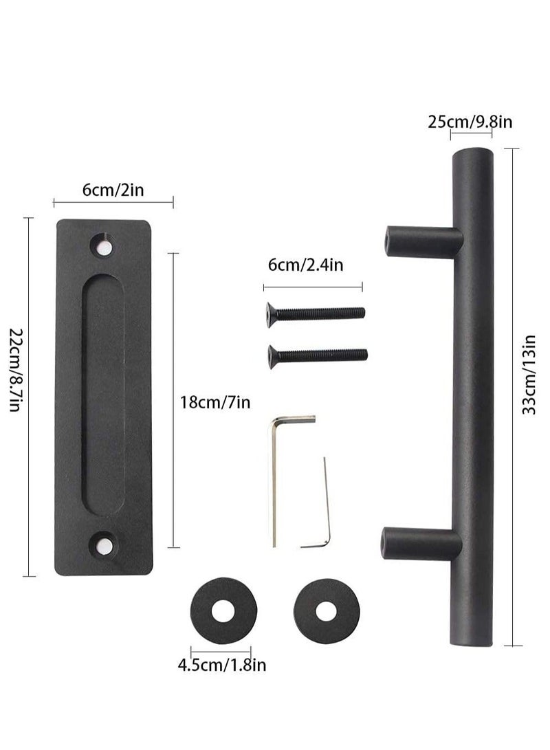 Sliding Door Handle Heavy Duty Barn Stainless Pull Hardware Set for Closet Home Black Handles