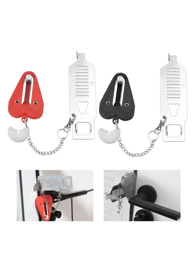 2PCS Portable Door Lock Safety Travel Add Extra Locks for Additional and Privacy, Anti-Theft Privacy Home Apartment School