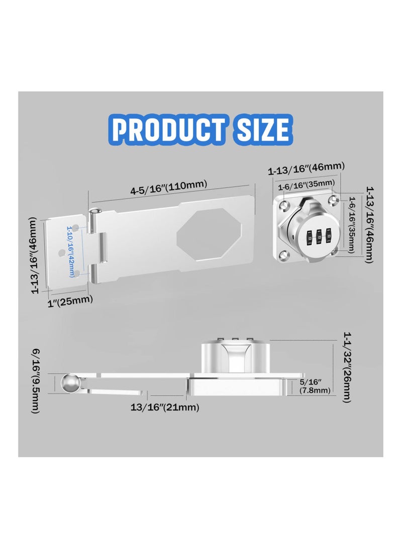 Household Cabinet Password Locks, Door Combination Lock,Door Lock Clasp w/Screws for Cabinet, Privacy can use Cabinet,Mailbox,Pet Doors,Office File Lock(Silver)