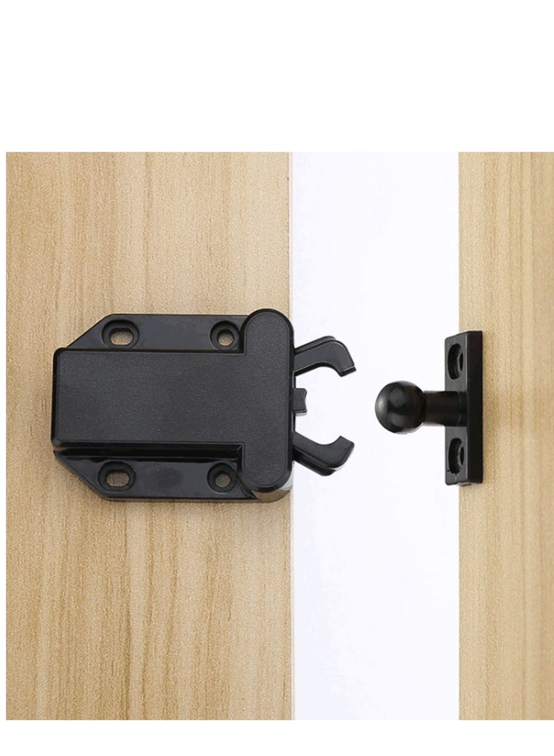 Touch Release Catch Latch Black Push to Open Lock with Automatic Pop up Function Cabinet Abs for Cupboard and Drawer