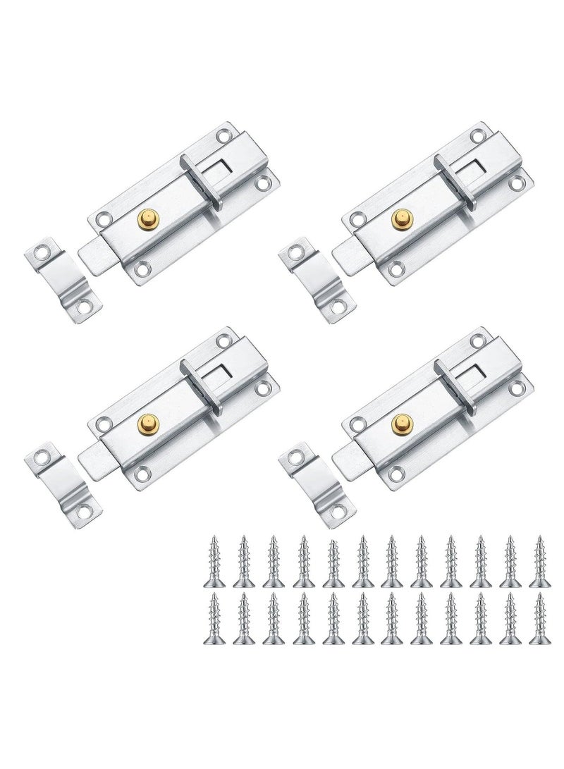 4 Inch Door Locks PCS Garden Gate Stainless Steel Latches Bolt Lock Latch Barrel Sliding with Padlock Hole for Wooden Gates Shed