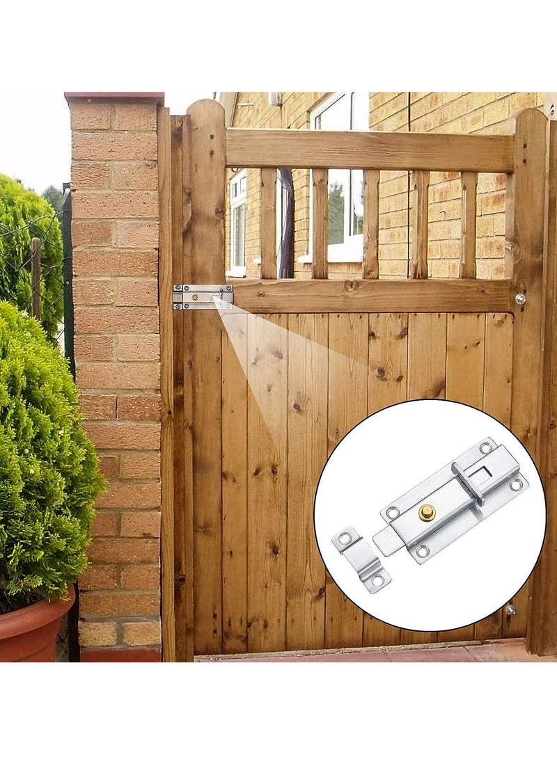 4 Inch Door Locks PCS Garden Gate Stainless Steel Latches Bolt Lock Latch Barrel Sliding with Padlock Hole for Wooden Gates Shed