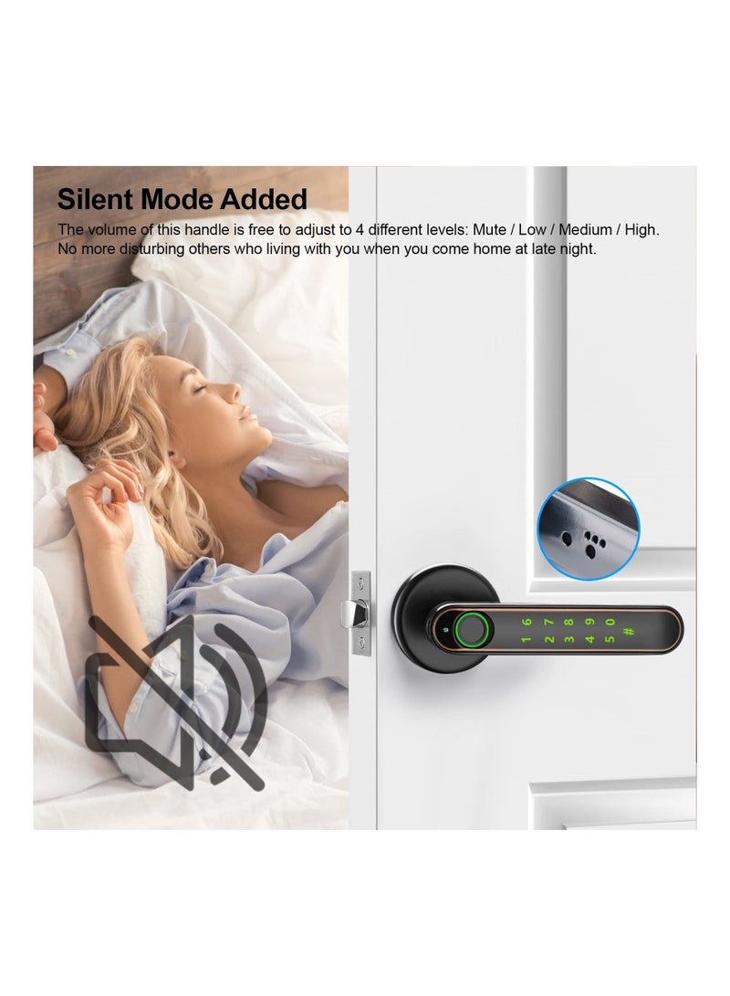 SYOSI Fingerprint Door Lock, Biometric Knob, Keyless Entry Handle with Fingerprint, Keypad Lock Touchscreen, Noise Free, Smart for Bedroom, Office, Apartment, Airbnb