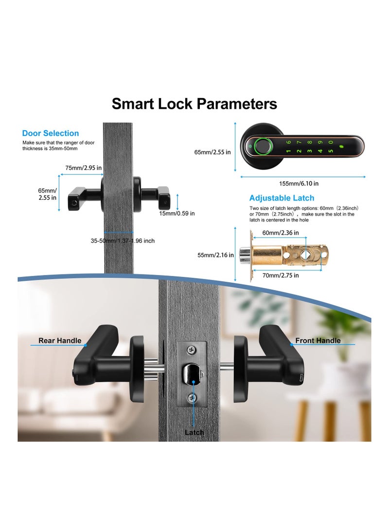 SYOSI Fingerprint Door Lock, Biometric Knob, Keyless Entry Handle with Fingerprint, Keypad Lock Touchscreen, Noise Free, Smart for Bedroom, Office, Apartment, Airbnb