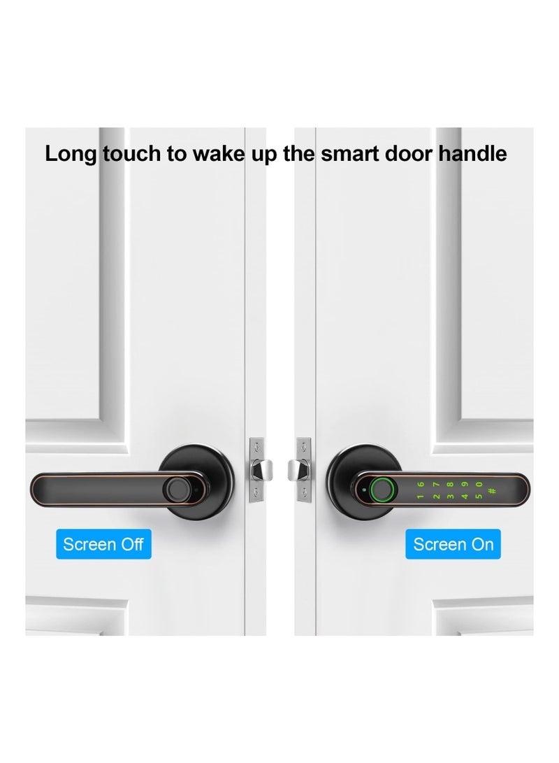 SYOSI Fingerprint Door Lock, Biometric Knob, Keyless Entry Handle with Fingerprint, Keypad Lock Touchscreen, Noise Free, Smart for Bedroom, Office, Apartment, Airbnb