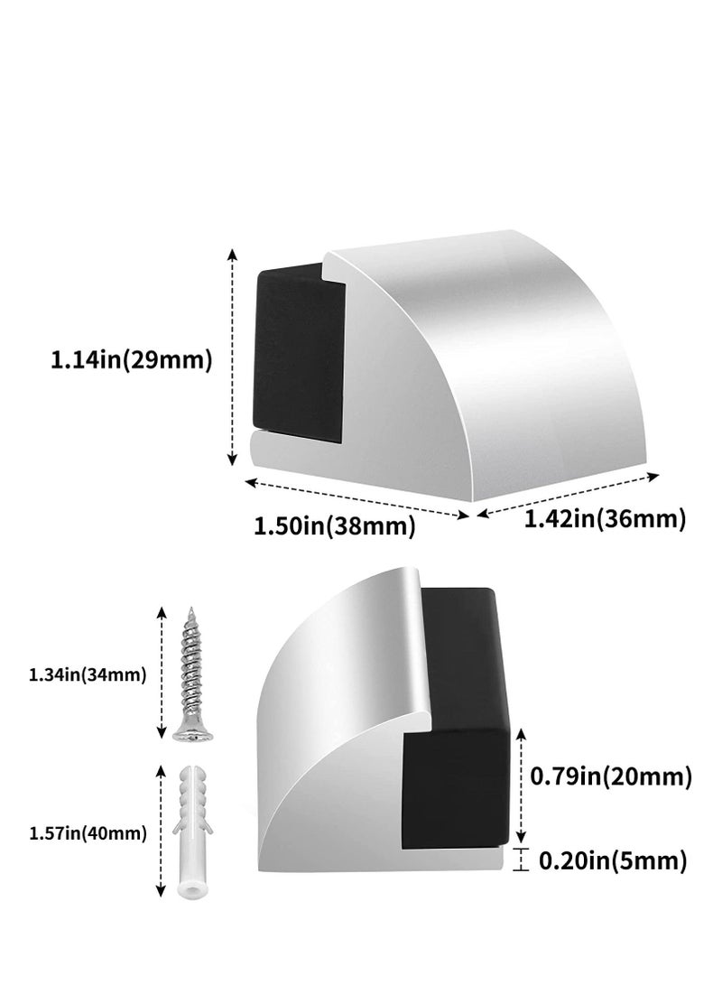 SYOSI Door Stop Floor Stopper for Skirtings Stainless Steel Modern Chrome Rubber Wall Protector Mounted Doorstop with Screws Protect Walls and Doors 2 Pack
