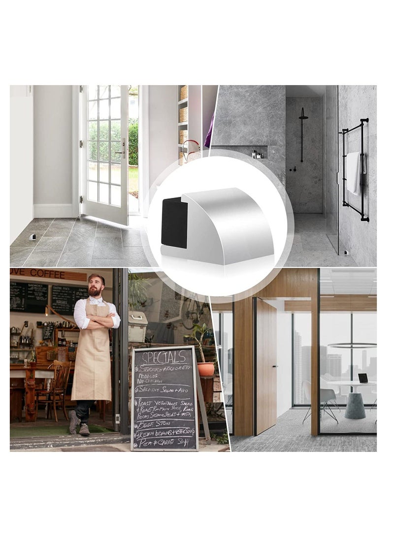 SYOSI Door Stop Floor Stopper for Skirtings Stainless Steel Modern Chrome Rubber Wall Protector Mounted Doorstop with Screws Protect Walls and Doors 2 Pack