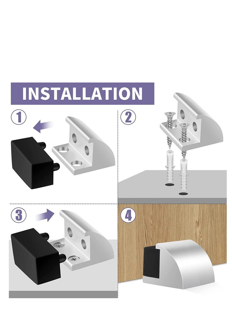 SYOSI Door Stop Floor Stopper for Skirtings Stainless Steel Modern Chrome Rubber Wall Protector Mounted Doorstop with Screws Protect Walls and Doors 2 Pack