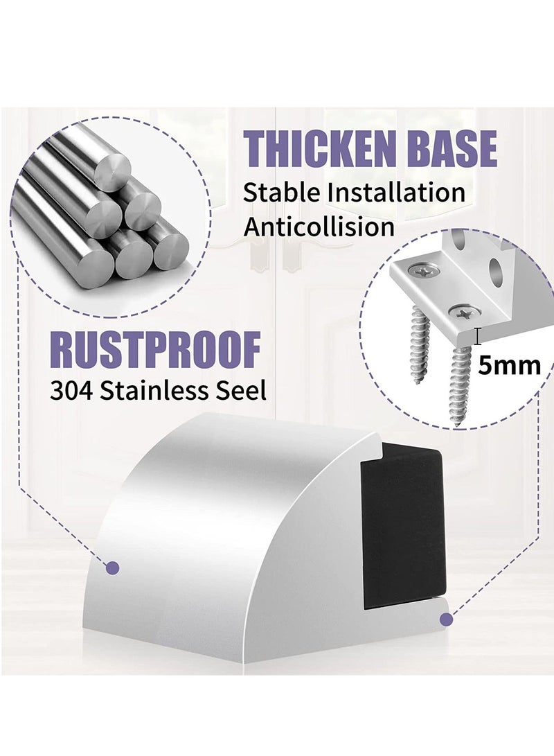 SYOSI Door Stop Floor Stopper for Skirtings Stainless Steel Modern Chrome Rubber Wall Protector Mounted Doorstop with Screws Protect Walls and Doors 2 Pack