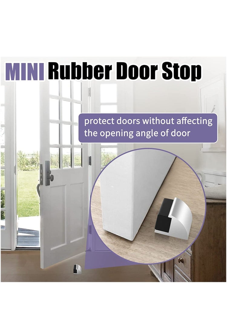 SYOSI Door Stop Floor Stopper for Skirtings Stainless Steel Modern Chrome Rubber Wall Protector Mounted Doorstop with Screws Protect Walls and Doors 2 Pack