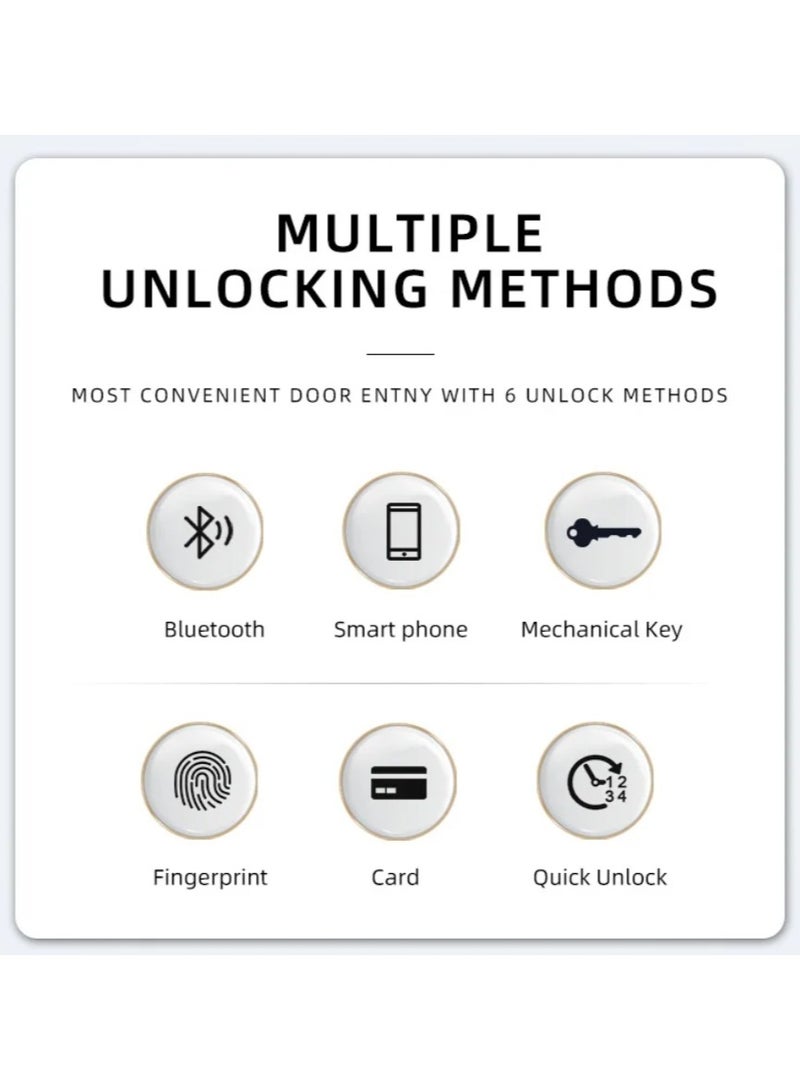 A smart door lock from Tuya that supports up to 100 fingerprints, a smart lock that supports opening via a mobile application, including 2 smart cards.