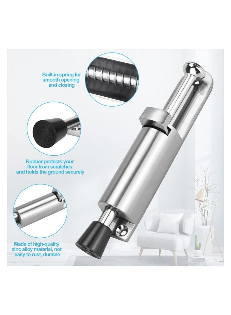 Kick Down Door Locks Stopper Holder Spring Loaded Adjustable Stainless Steel Heavy Duty Step On Retainer Zinc Alloy Soft Rubber Foot for Garage Gate Office Home