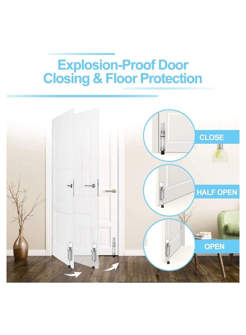Kick Down Door Locks Stopper Holder Spring Loaded Adjustable Stainless Steel Heavy Duty Step On Retainer Zinc Alloy Soft Rubber Foot for Garage Gate Office Home