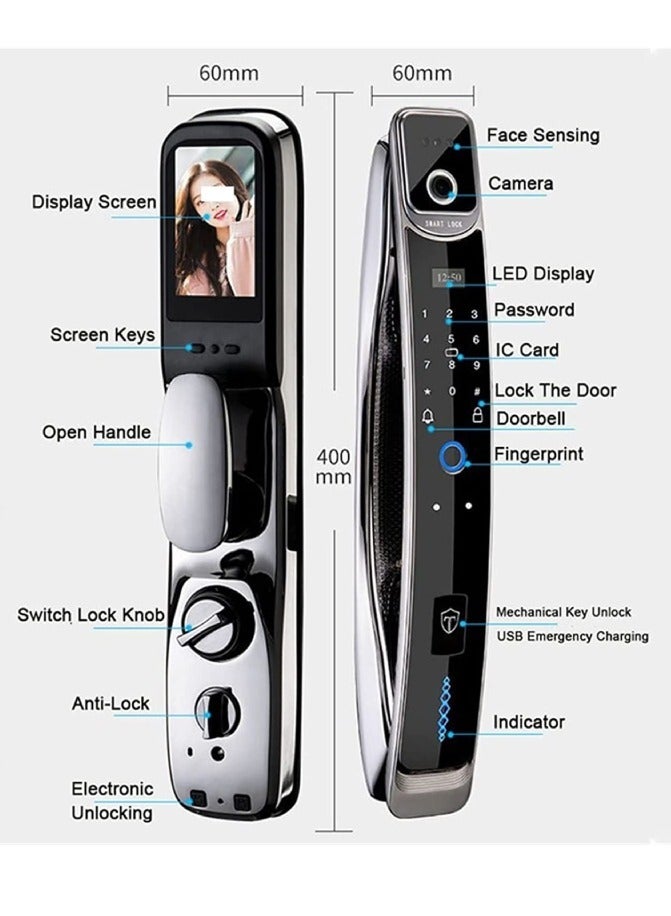 3D Face Real-time Intercom Smart Door Lock Security Face Camera Intelligent Fingerprint Password Biometric Electronic Key Unlock