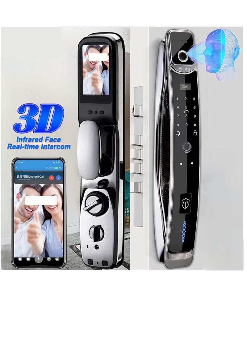 3D Face Real-time Intercom Smart Door Lock Security Face Camera Intelligent Fingerprint Password Biometric Electronic Key Unlock