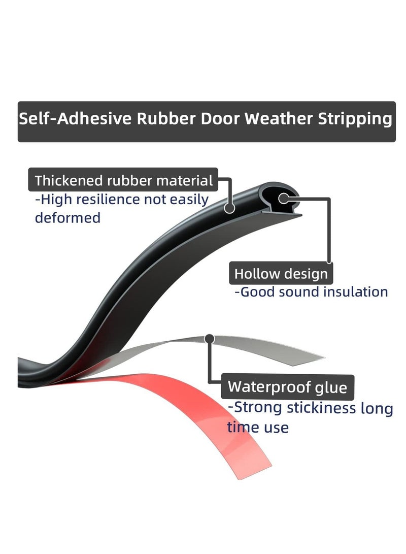 Adhesive Door Sweep Weather Stripping Soundproof Rubber Bottom Seal with Wider Strong for Interior Exterior Doors Guard Against Drafts Dust Noise Animals (3M Black)