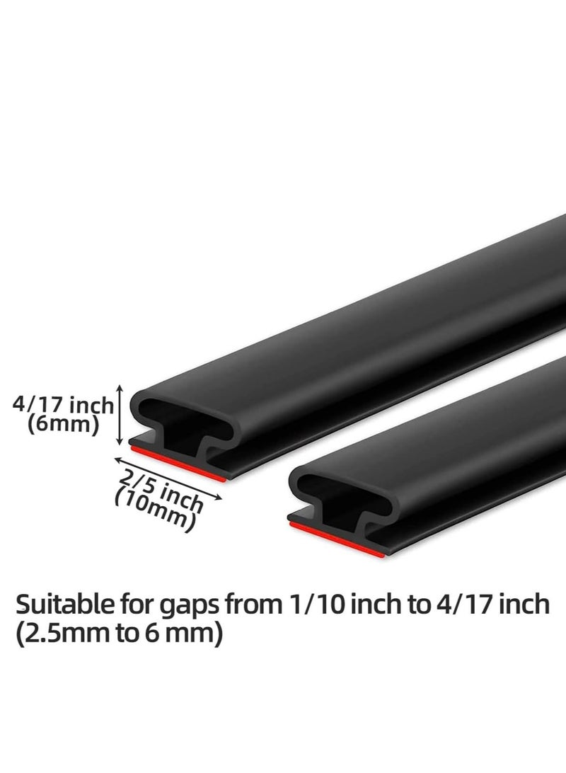 Adhesive Door Sweep Weather Stripping Soundproof Rubber Bottom Seal with Wider Strong for Interior Exterior Doors Guard Against Drafts Dust Noise Animals (3M Black)