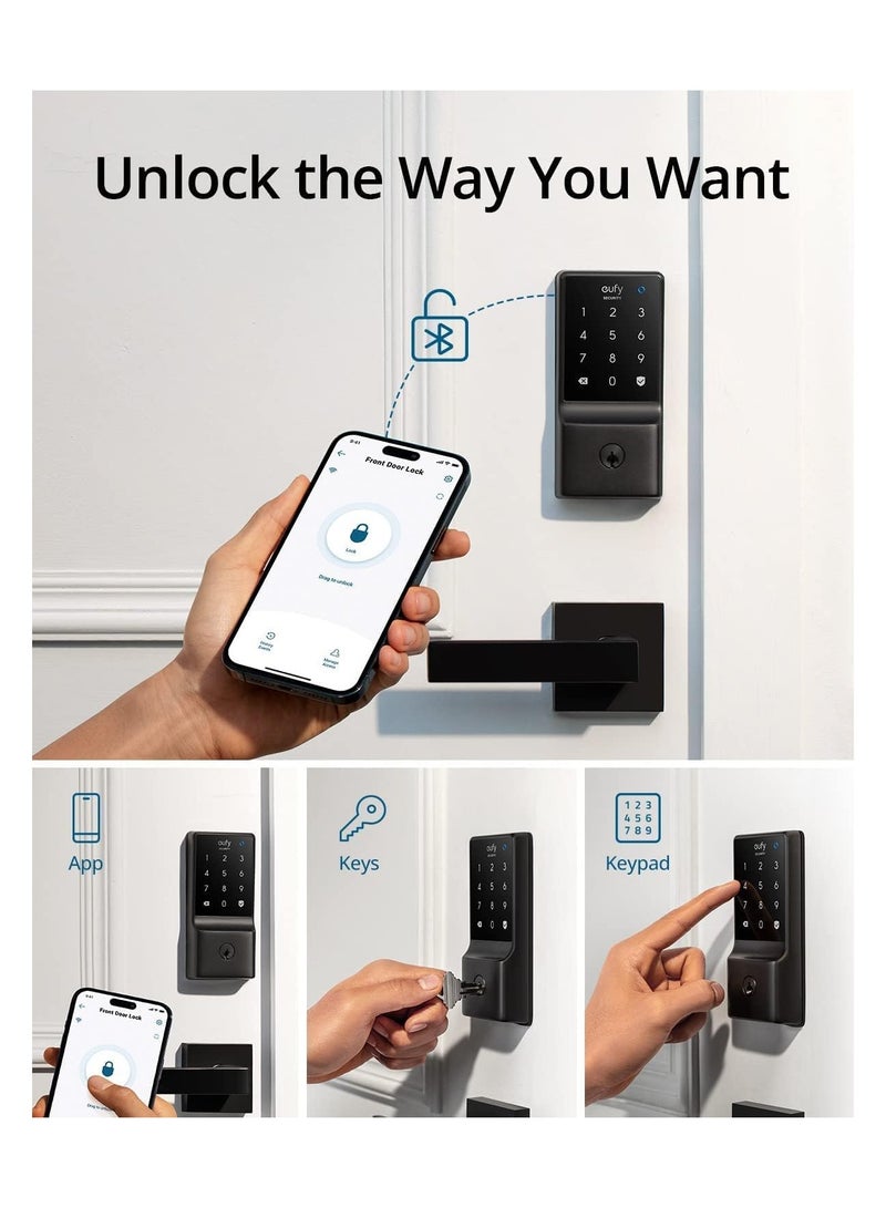 eufy Security Smart Lock C210, 5-in-1 Keyless Entry Door Lock, Built-in WiFi Deadbolt, Smart Door Lock, No Bridge Required, Easy Installation, Touchscreen Keypad, App Remote Control, BHMA Cert