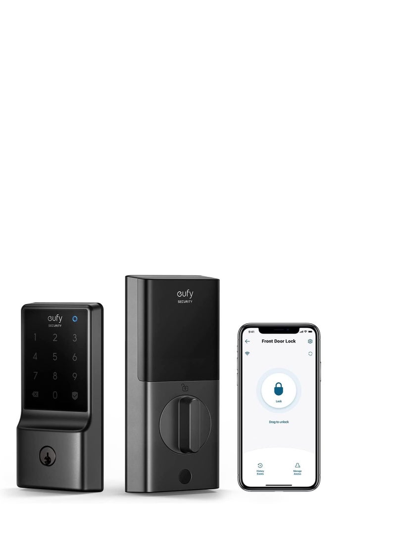 eufy Security Smart Lock C210, 5-in-1 Keyless Entry Door Lock, Built-in WiFi Deadbolt, Smart Door Lock, No Bridge Required, Easy Installation, Touchscreen Keypad, App Remote Control, BHMA Cert