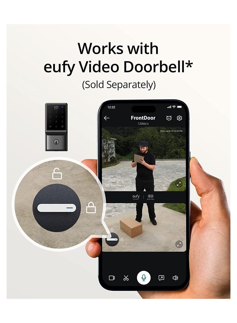 eufy Security Smart Lock C210, 5-in-1 Keyless Entry Door Lock, Built-in WiFi Deadbolt, Smart Door Lock, No Bridge Required, Easy Installation, Touchscreen Keypad, App Remote Control, BHMA Cert