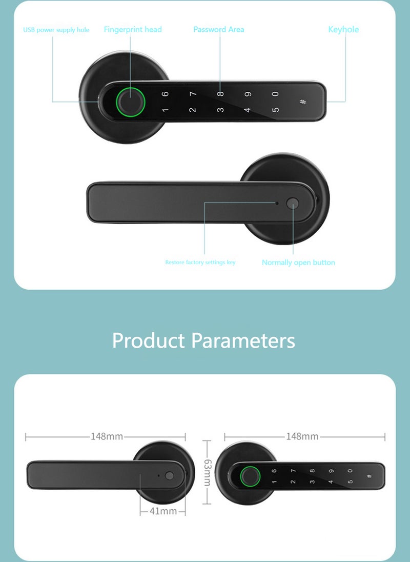 Smart Home Fingerprint/Password/Key Smart Lock, Suitable For Indoor Bedrooms and Offices