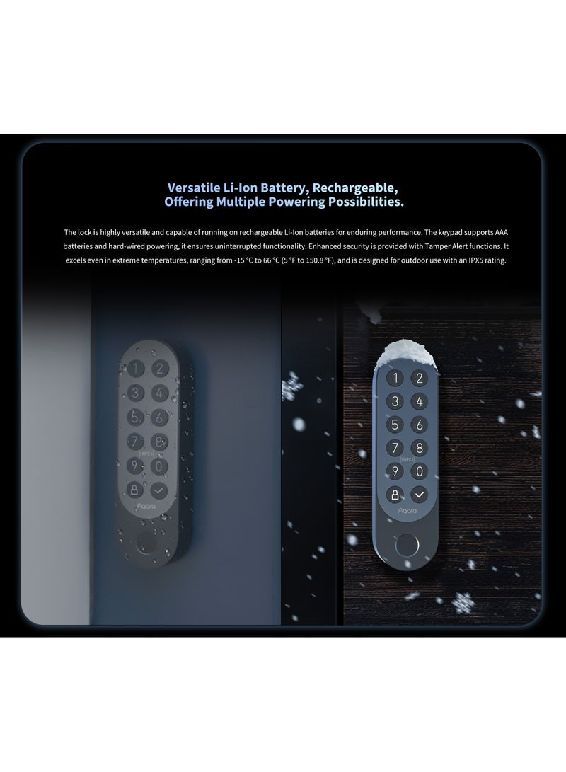 Smart Door Lock U200, Matter over Thread, Keyless Entry Door Lock with Apple Home Key and Rechargeable Battery,Supports Apple Home, Alexa and SmartThings, Black