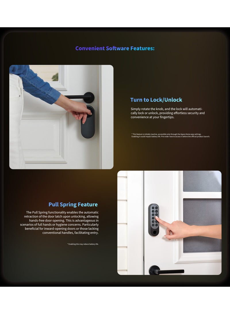 Smart Door Lock U200, Matter over Thread, Keyless Entry Door Lock with Apple Home Key and Rechargeable Battery,Supports Apple Home, Alexa and SmartThings, Black