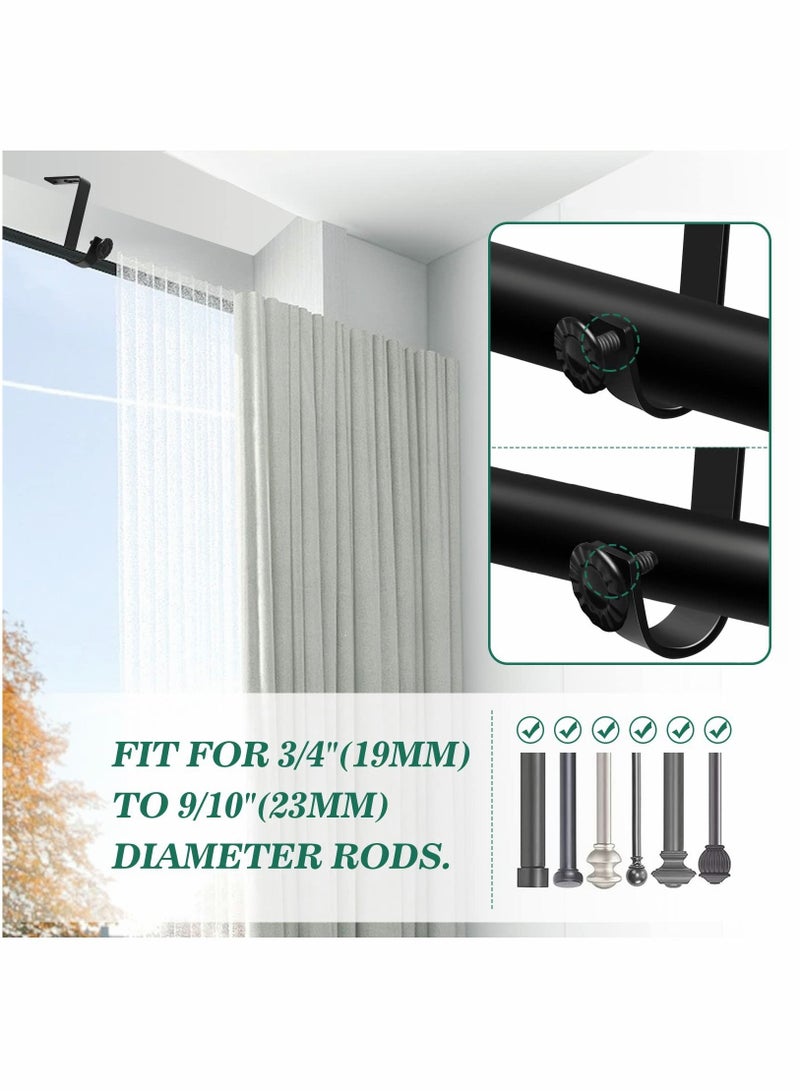 Ceiling Curtain Rod Bracket Heavy Duty Holders 4 Pack Rods Hooks Fit for 3/4 to 9/10 Inch Drapery Poles