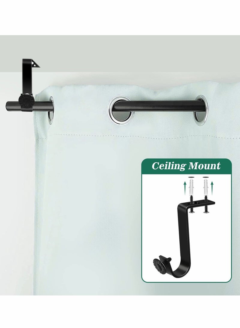 Ceiling Curtain Rod Bracket Heavy Duty Holders 4 Pack Rods Hooks Fit for 3/4 to 9/10 Inch Drapery Poles