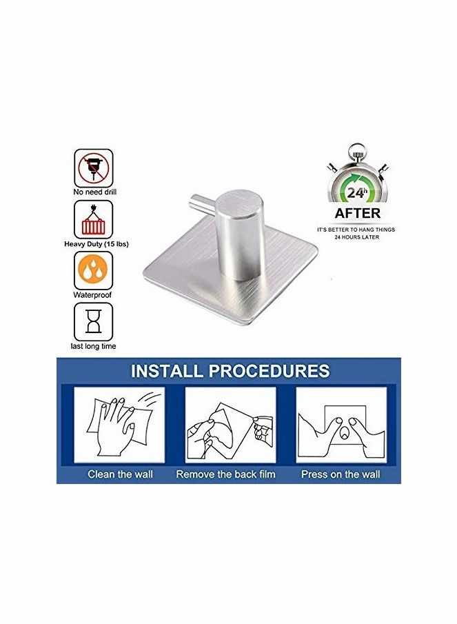 Adhesive Hooks Heavy Duty Wall Waterproof Stainless Steel