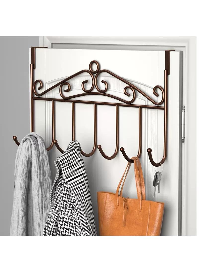 Bag Towel Coat Clothes Hat Over Door Hanger 7-Hook Bathroom Hanging Rack Holder