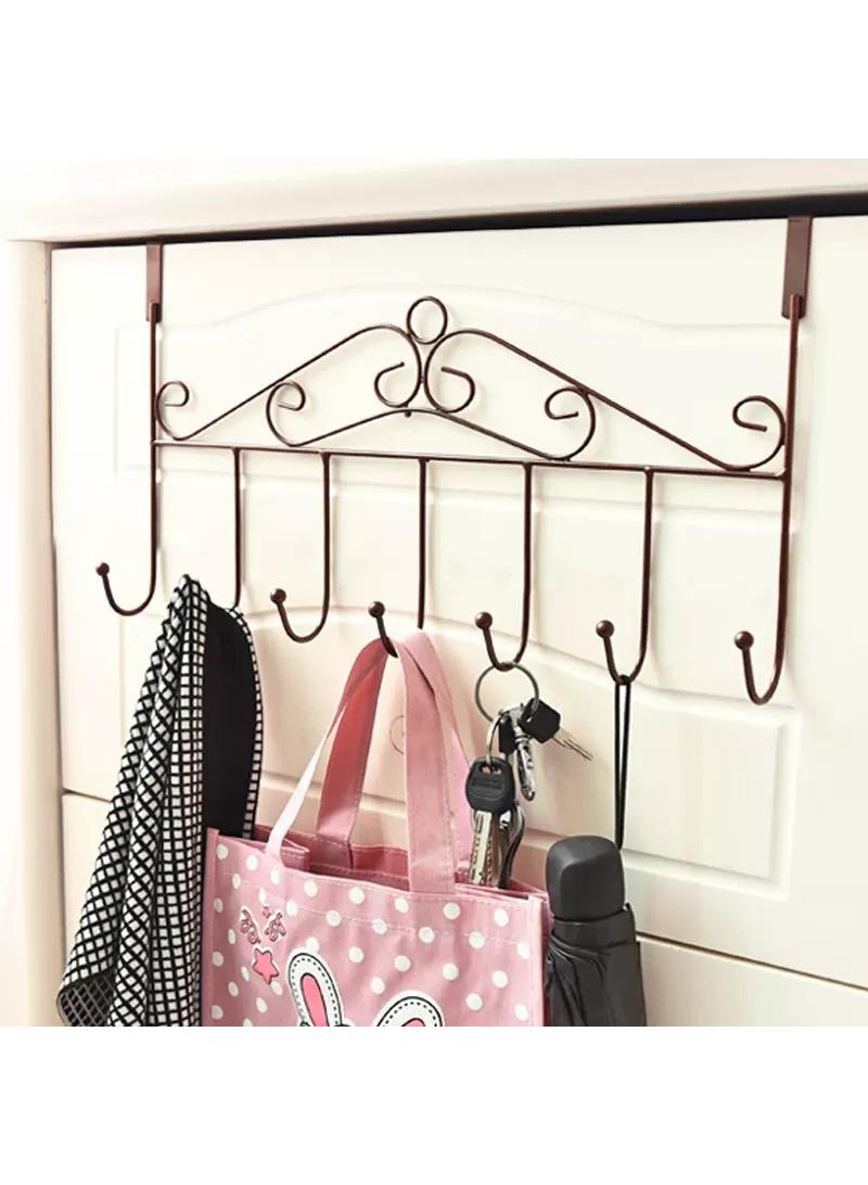 Bag Towel Coat Clothes Hat Over Door Hanger 7-Hook Bathroom Hanging Rack Holder