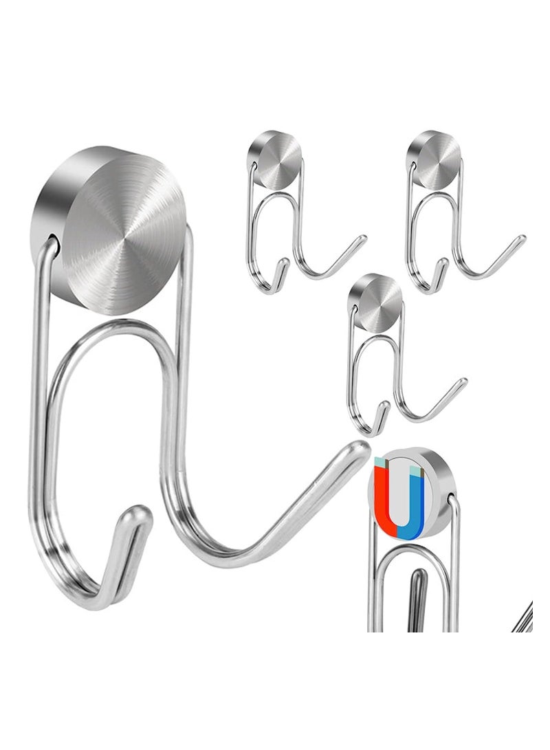 U Shape Strong Magnetic Hooks, Heavy Duty 304 Stainless Steel Hanging Hooks for Indoor Outdoor Hanging, Refrigerator, Grill, Kitchen (4 Pcs - 1.0in-2 40Lbs)