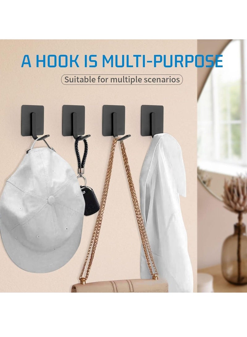 8 Packs Stick On Hooks Heavy Adhesive Black For Hanging Robe Towel Stainless Steel Waterproof Bathroom Kitchen Wardrobe Sticky Cabinet