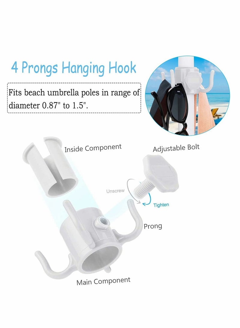 Beach Umbrella Screw Sand Anchor Stand Holder, One Size Fits All, Holder Safe for Strong Wind with 4-prongs Hanging Hook