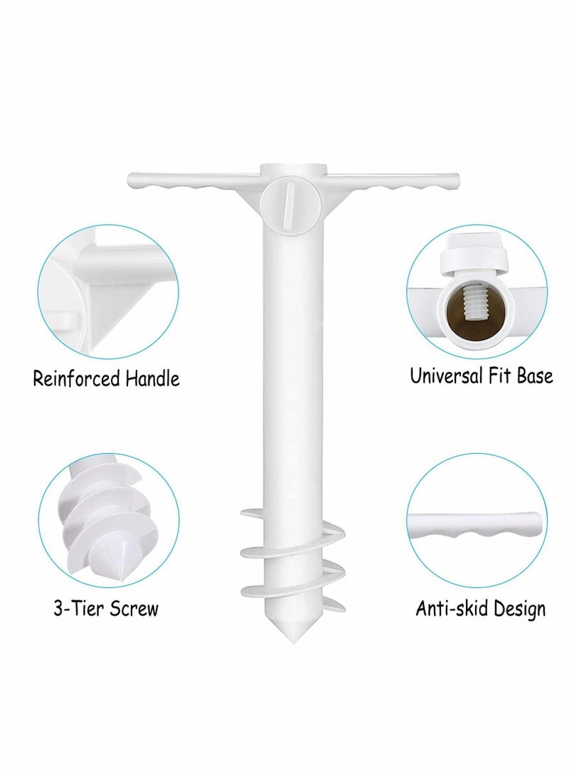 Beach Umbrella Screw Sand Anchor Stand Holder, One Size Fits All, Holder Safe for Strong Wind with 4-prongs Hanging Hook