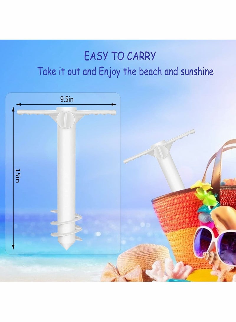 Beach Umbrella Screw Sand Anchor Stand Holder, One Size Fits All, Holder Safe for Strong Wind with 4-prongs Hanging Hook