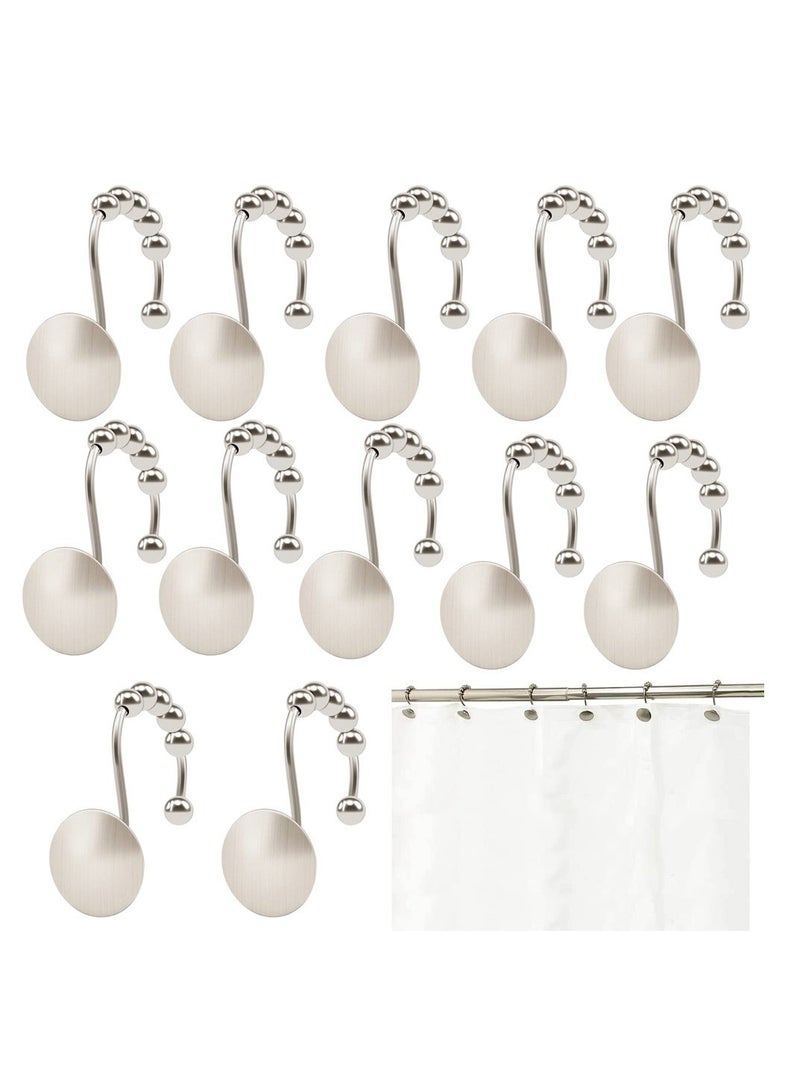 Shower Curtain Hooks Nickel Decorative Rings Easy Glide for Rod Rust Proof Bathroom Rods Curtains Clothing Most Set of 12