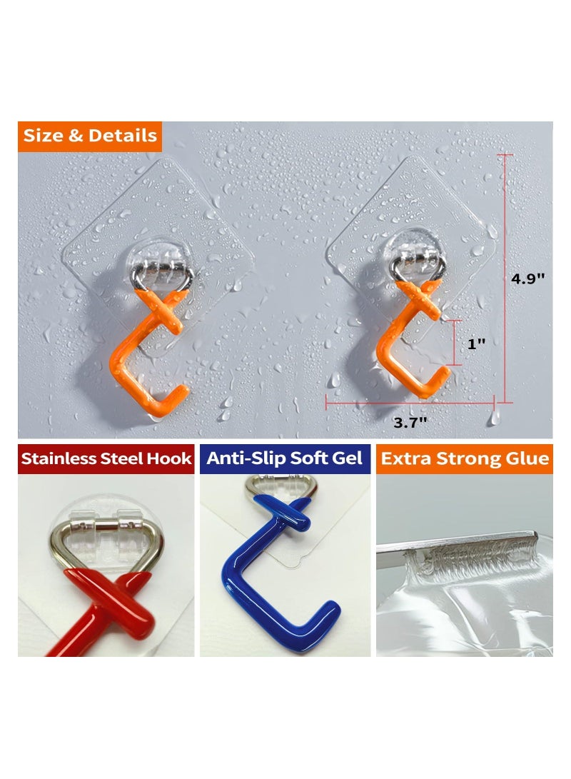 Mop and Broom Holder Wall Mount Gripper Holds Self Adhesive No Drilling Super Anti-Slip Tool Racks Stainless Steel Hooks Organizer