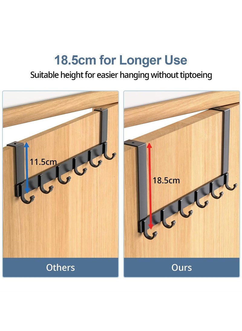 Door Hooks, Over Hanger with 6 44CM Aluminum Coat for Clothes, Towels, Bags, Keys