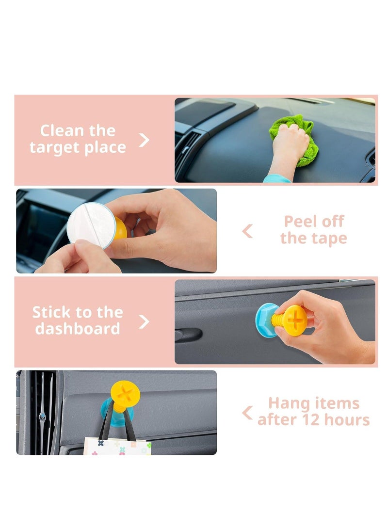 Self Adhesive Hanging Hooks, Creative Color Screw Viscose Punch-Free Car Dashboard Key Holder, Multifunctional Organizers Tools for Keys Coat Hat Clothes 3PCS