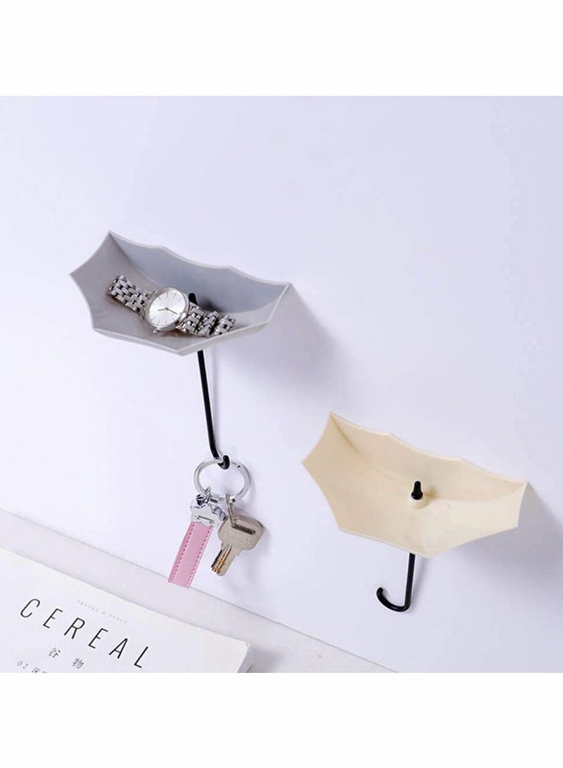 12 pcs Creative Umbrella Shaped Key Hanger Self Adhesive Wall Hooks Cute Mount Holder Home Decorative Accessories Gadgets Storage