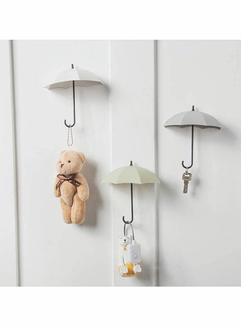 12 pcs Creative Umbrella Shaped Key Hanger Self Adhesive Wall Hooks Cute Mount Holder Home Decorative Accessories Gadgets Storage